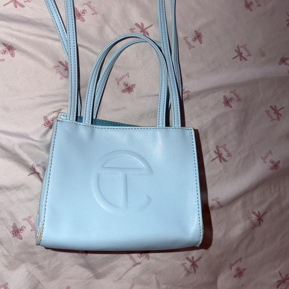Telfar Light Blue Mini Tote with Embossed Logo
